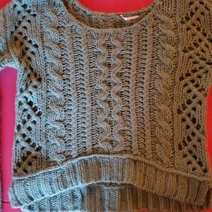 Mint Green Free People Cable Sweater